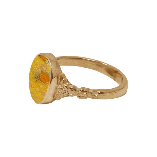 Yellow Gold Bumblebee Jasper Oval Ring