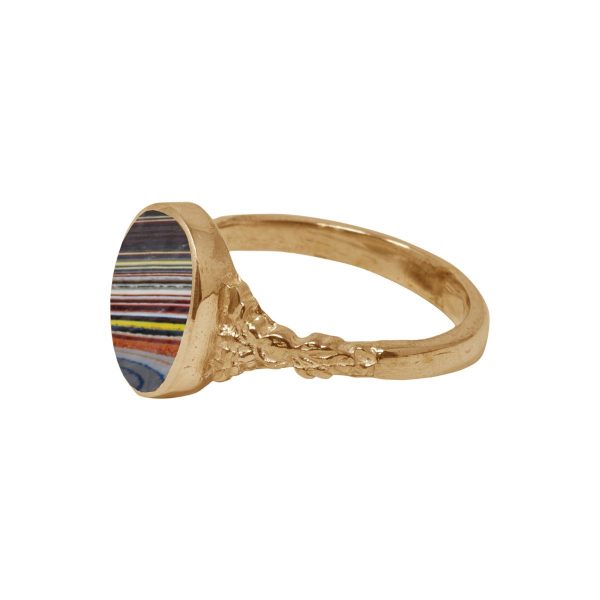 Yellow Gold Fordite Oval Ring