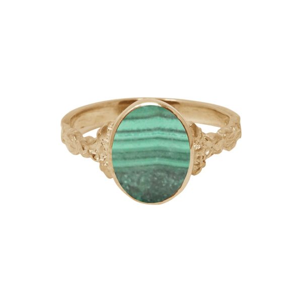 Yellow Gold Malachite Oval Ring