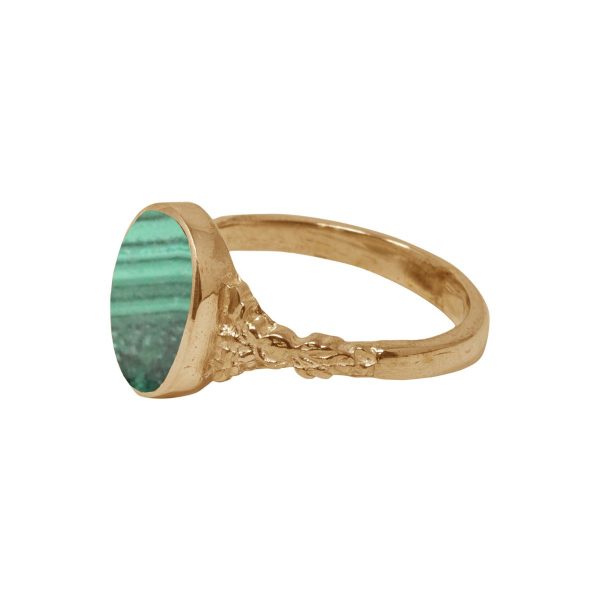 Yellow Gold Malachite Oval Ring