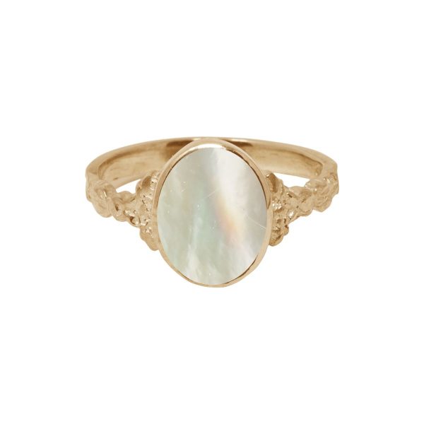 Yellow Gold Mother of Pearl Oval Ring