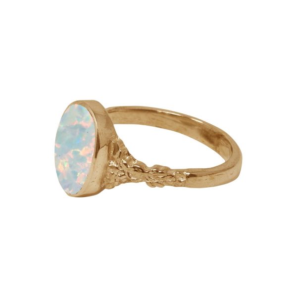 Yellow Gold Opalite Sun Ice Oval Ring