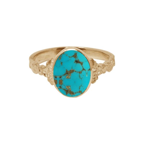 Yellow Gold Turquoise Oval Ring