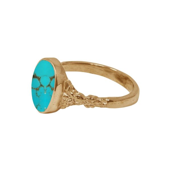 Yellow Gold Turquoise Oval Ring