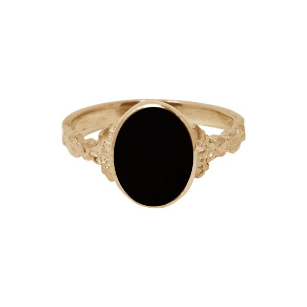 Yellow Gold Whitby Jet Oval Ring