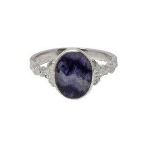 Silver Blue John Oval Stone Ring