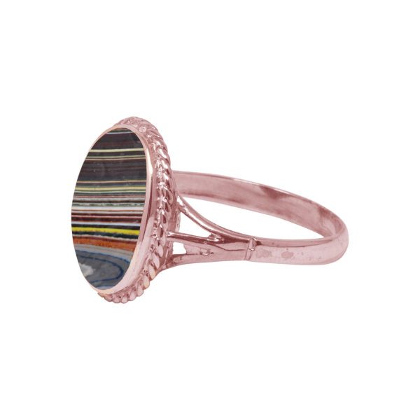 Rose Gold Fordite Oval Rope Edge Ring