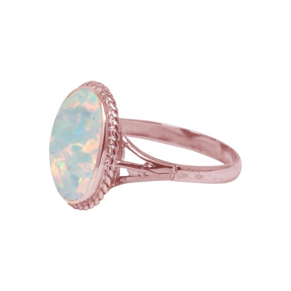 Rose Gold Opalite Oval Rope Edge Ring