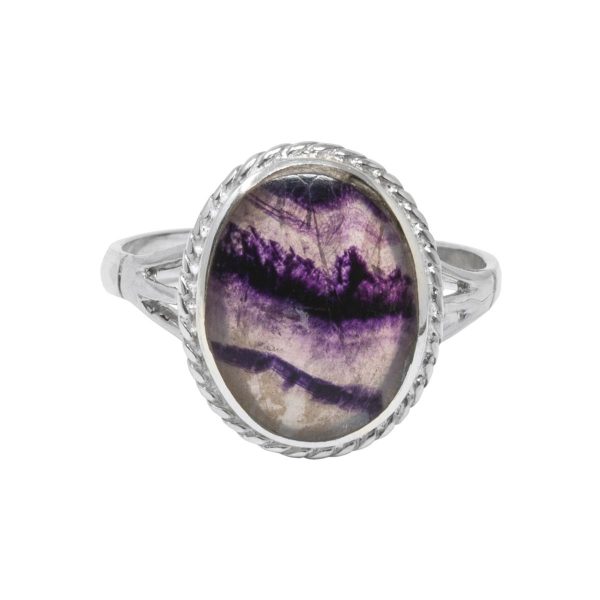 Silver Blue John Oval Rope Edge Ring