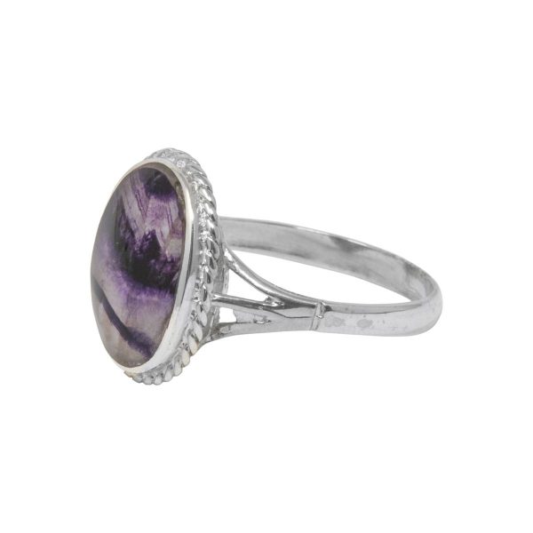 Silver Blue John Oval Rope Edge Ring