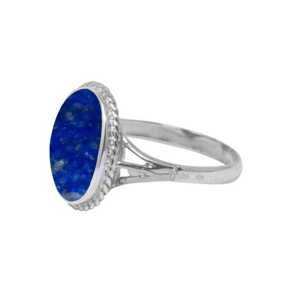 Silver Lapis Oval Rope Edge Ring