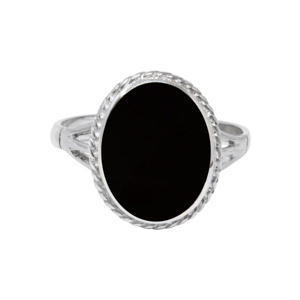 White Gold Whitby Jet Oval Ring