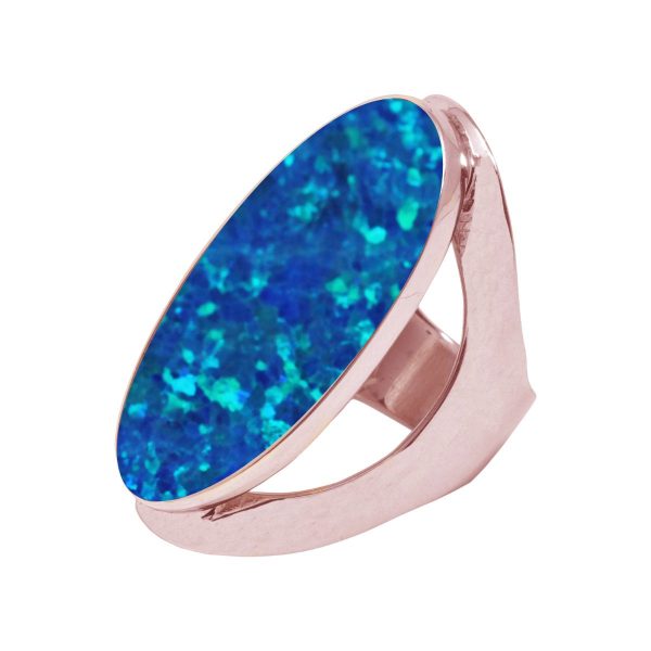 Rose Gold Opalite Cobalt Blue Large Oval Ring