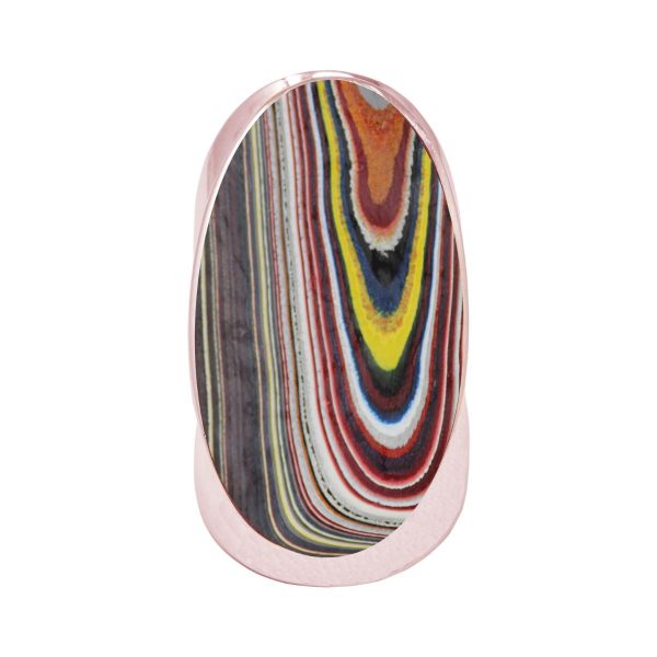 Rose Gold Fordite Large Oval Ring