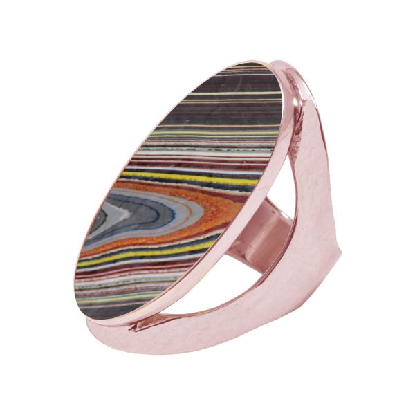 Rose Gold Fordite Large Oval Ring