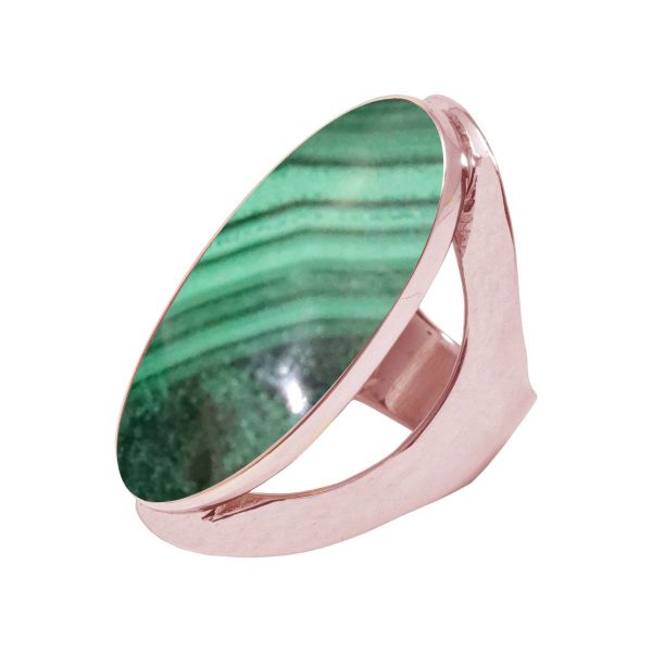 Rose Gold Malachite Large Oval Ring