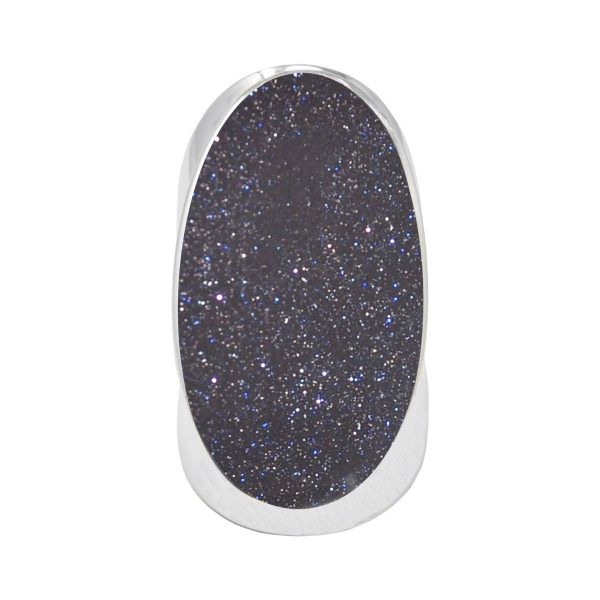 Silver Blue Goldstone Large Oval Ring