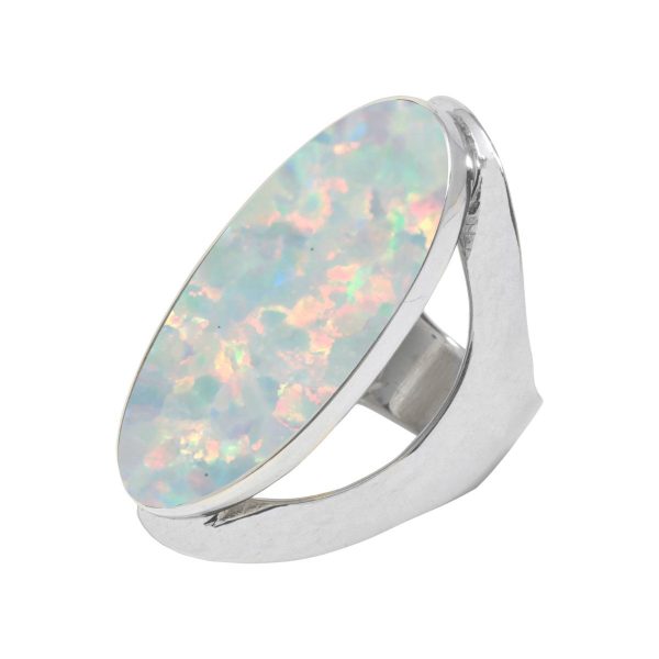 Silver Opalite Sun Ice Large Oval Ring