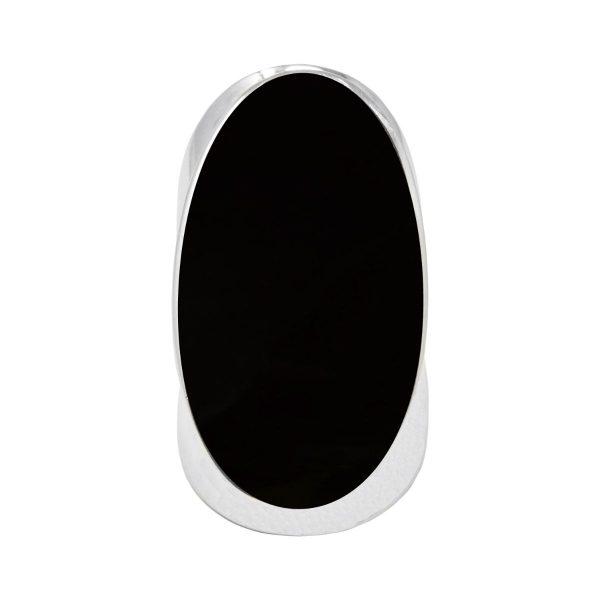 Silver Whitby Jet Large Oval Ring