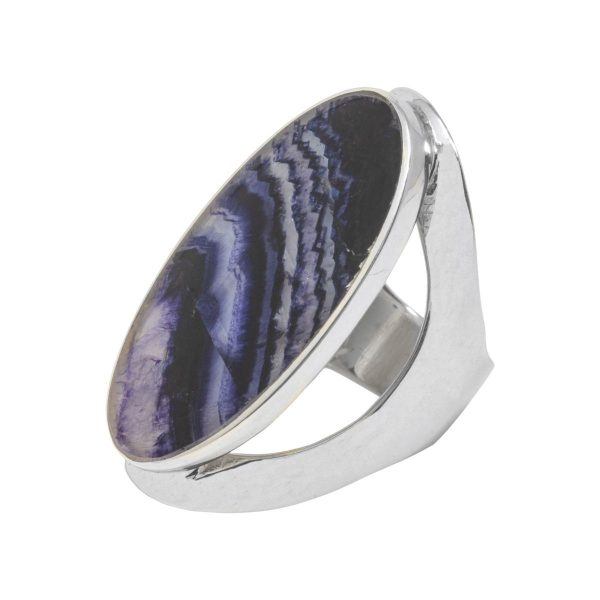 White Gold Blue John Oval Ring