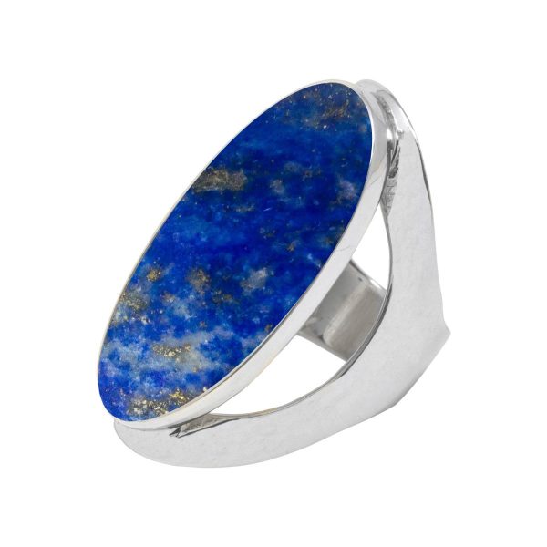 White Gold Lapis Oval Ring