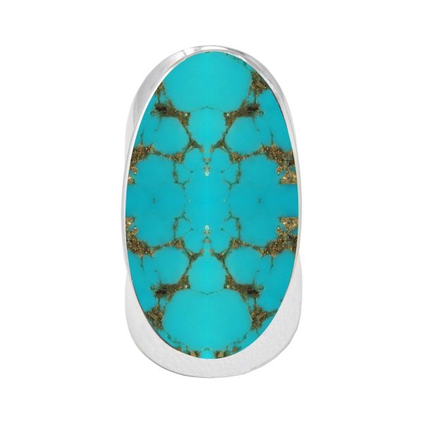 White Gold Turquoise Oval Ring