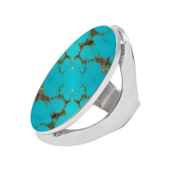 White Gold Turquoise Oval Ring