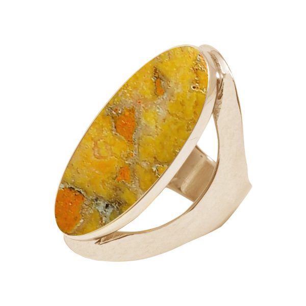 Yellow Gold Bumblebee Jasper Large Oval Ring