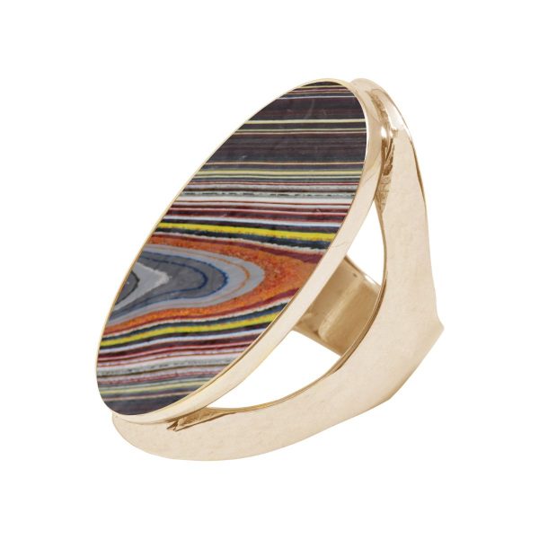 Yellow Gold Fordite Large Oval Ring