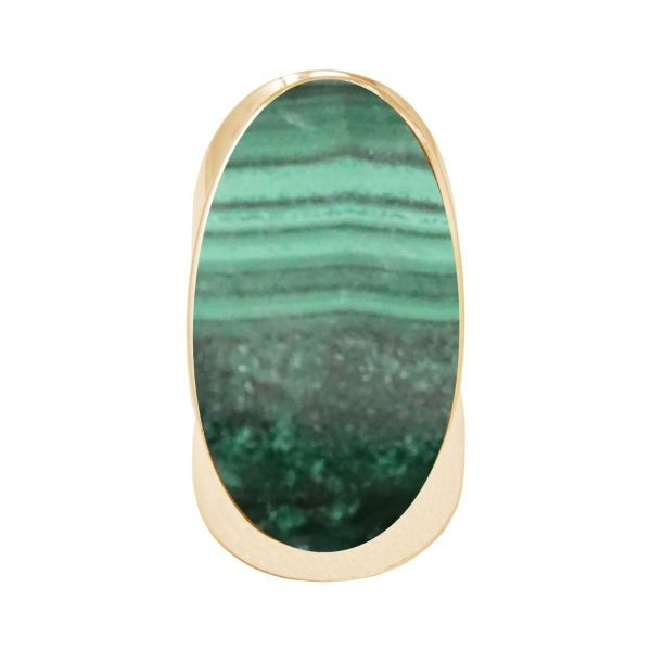 Yellow Gold Malachite Large Oval Ring