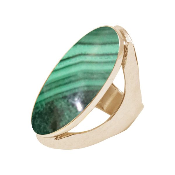 Yellow Gold Malachite Large Oval Ring