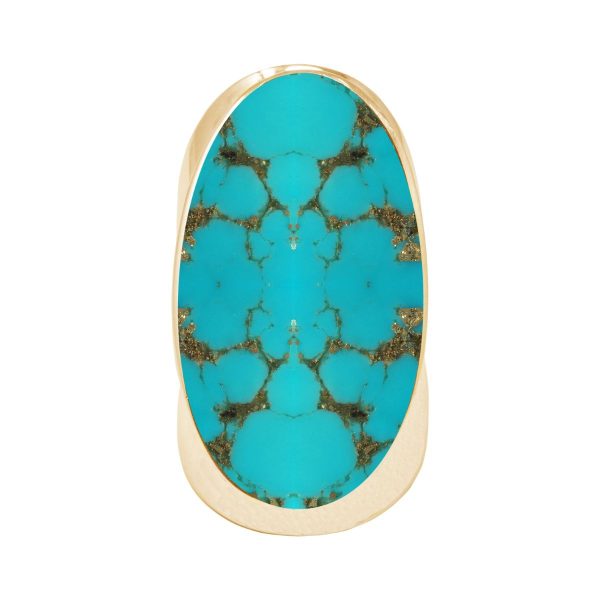 Yellow Gold Turquoise Large Oval Ring