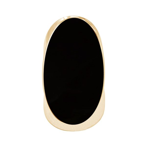 Yellow Gold Whitby Jet Large Oval Ring