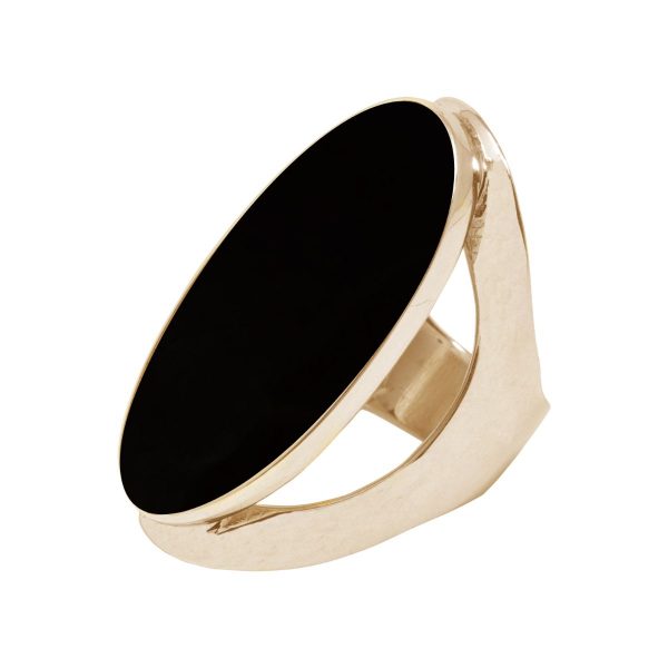 Yellow Gold Whitby Jet Large Oval Ring