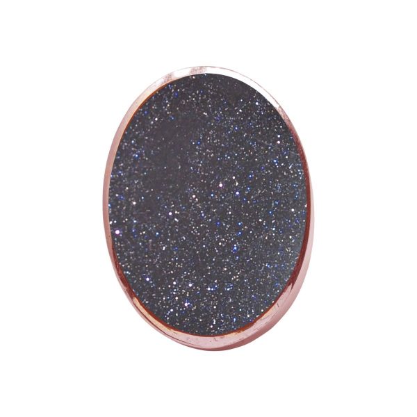 Rose Gold Blue Goldstone Large Oval Ring