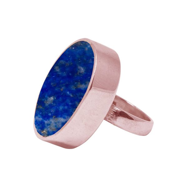 Rose Gold Lapis Large Oval Ring