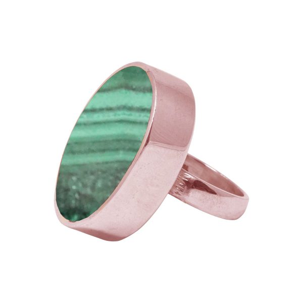 Rose Gold Malachite Large Oval Ring