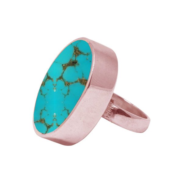 Rose Gold Turquoise Large Oval Ring