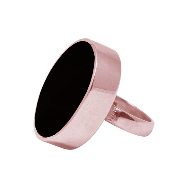 Rose Gold Whitby Jet Large Oval Ring