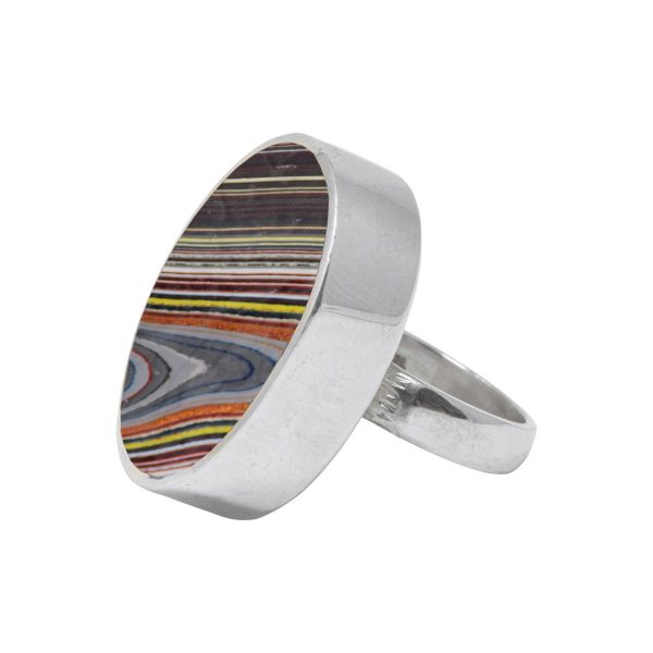 Silver Fordite Large Oval Ring