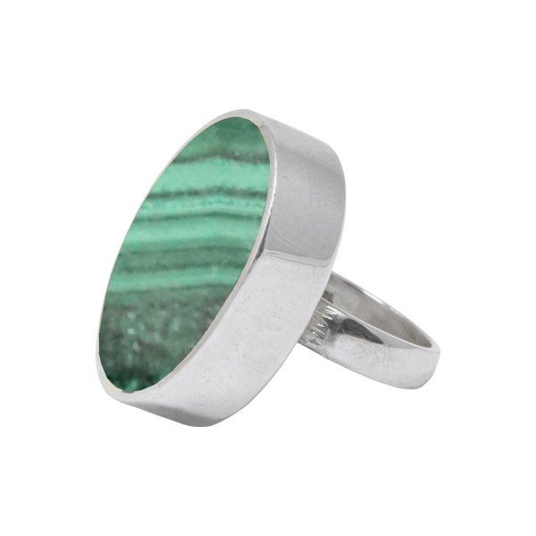 Silver Malachite Large Oval Ring