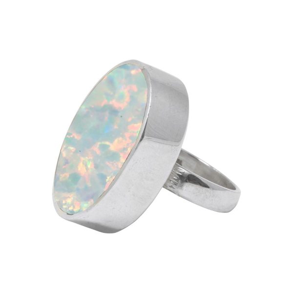 Silver Opalite Sun Ice Large Oval Ring