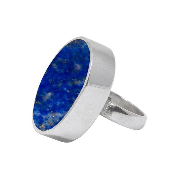 White Gold Lapis Oval Ring