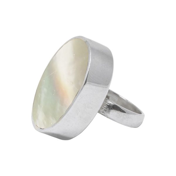 White Gold Mother of Pearl Oval Ring