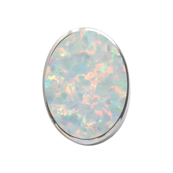 White Gold Opalite Sun Ice Oval Ring