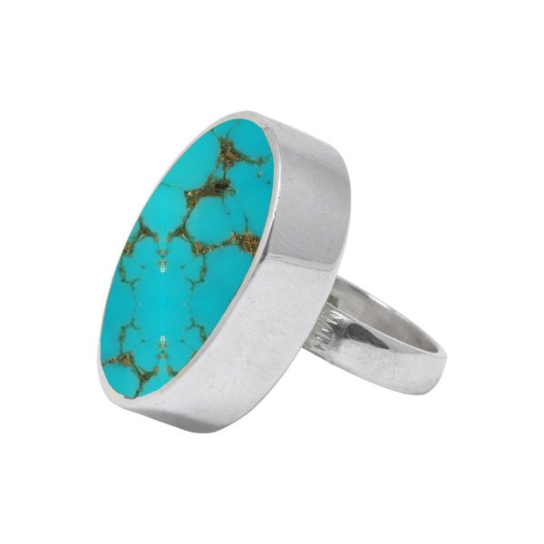 White Gold Turquoise Oval Ring