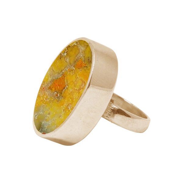 Yellow Gold Bumblebee Jasper Large Oval Ring