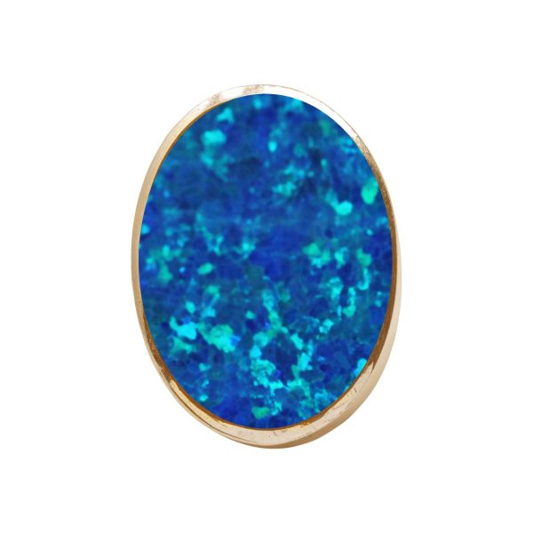 Yellow Gold Opalite Cobalt Blue Large Oval Ring