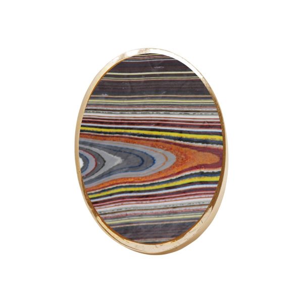 Yellow Gold Fordite Large Oval Ring