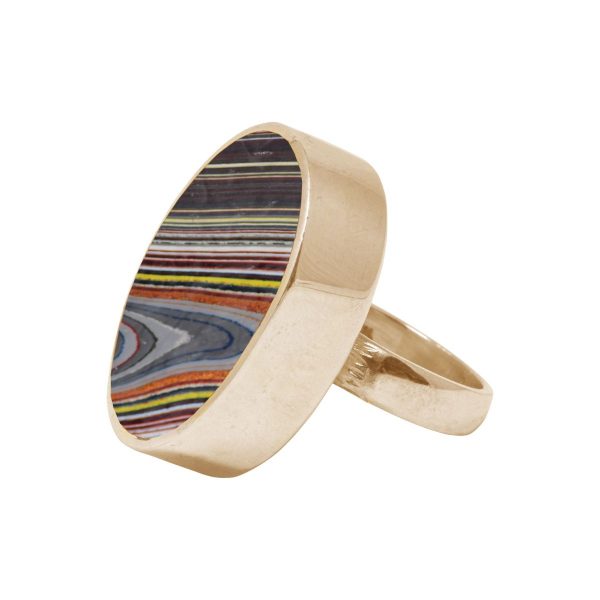 Yellow Gold Fordite Large Oval Ring